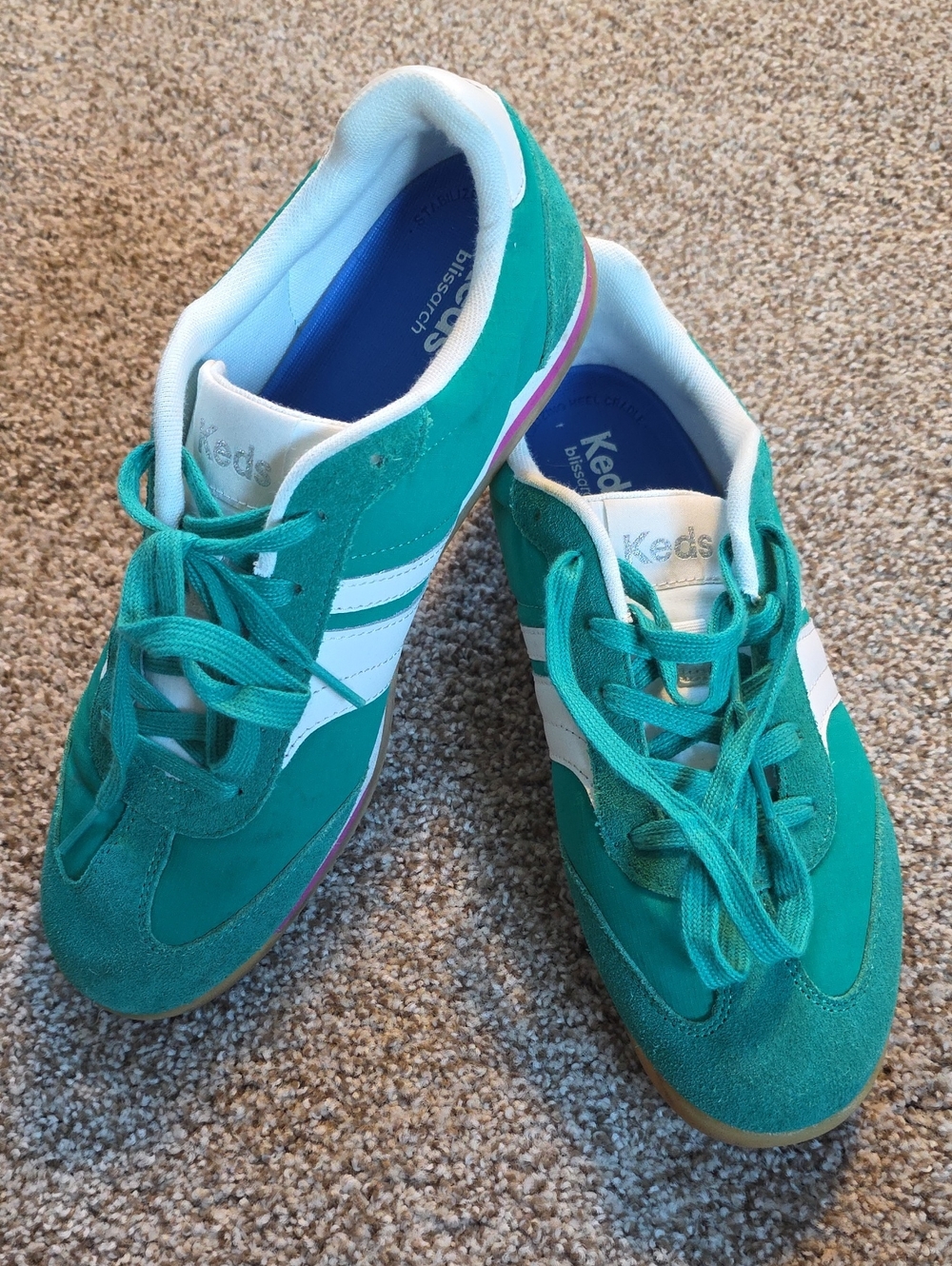 Keds Revival Lace-Up Green Suede Womens Size 10 EUC